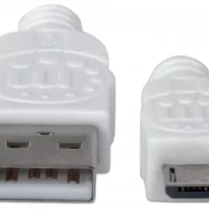 Cable USB a Micro B MANHATTAN 323987, USB A, Micro-USB B, Macho/Macho, 1 m, Color blanco