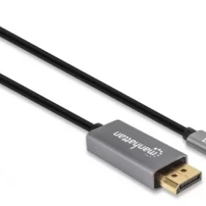 Cable USB-C a DisplayPort M MANHATTAN 354851 , USB C, DisplayPort, 3 m, Negro