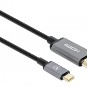 MH USB-C to HDMI adapter cable , 2M 4K@60Hz MANHATTAN 153607, USB-C, HDMI, Negro/Plata, 2 m