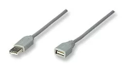 317238 Cable de Extensión USB Macho-Hembra de 3.0m Color Gris; Velocidad máxima de hasta 12 Mbps.