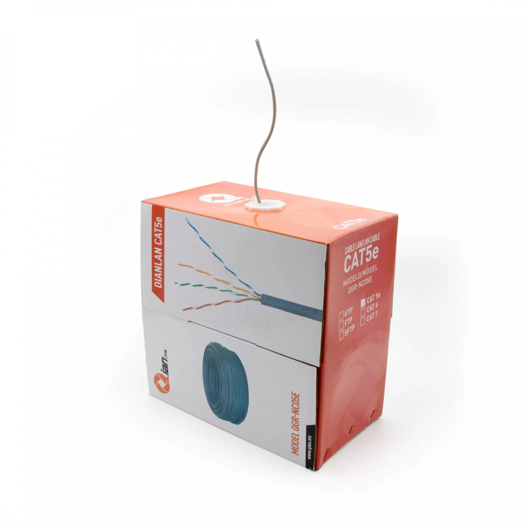 Bobina de Cable UTP QIAN QHR-CAT5E DIANLAN, CAT5E, AZUL, 24 AWG INTERIOR - Imagen 4