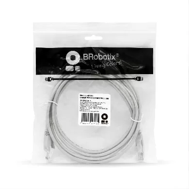 Cable de Red, Cat5e, 1 Mt, RJ-45, RJ-45, 100% cobre, Macho/Macho, contactos c/baño de oro, Gris, 497134 BROBOTIX - Imagen 3