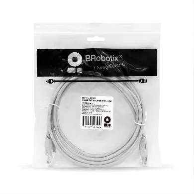 Cable de Red, Cat5e, 3 Mts, RJ-45, RJ-45, 100% cobre, Macho/Macho, contactos c/baño de oro, Gris, 497158 BROBOTIX