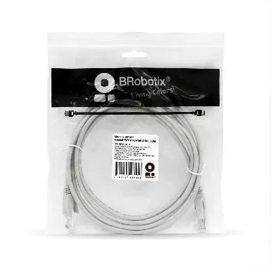 Cable de Red, Cat5e, 3 Mts, RJ-45, RJ-45, 100% cobre, Macho/Macho, contactos c/baño de oro, Gris, 497158 BROBOTIX - Imagen 3