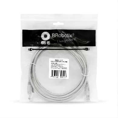 Cable de Red, Cat6, 3 Mts, RJ-45, RJ-45, 100% cobre, Macho/Macho, contactos c/baño de oro, Gris, 308217 BROBOTIX