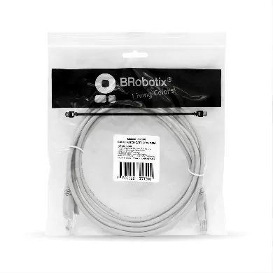 Cable de Red, Cat6, 3 Mts, RJ-45, RJ-45, 100% cobre, Macho/Macho, contactos c/baño de oro, Gris, 308217 BROBOTIX - Imagen 3