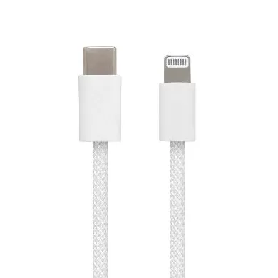 CABLE CARGA RÁPIDA, USB TIPO C A LIGHTNING, TEJIDO, 1.0 M, GRIS (6001530), Brobotix