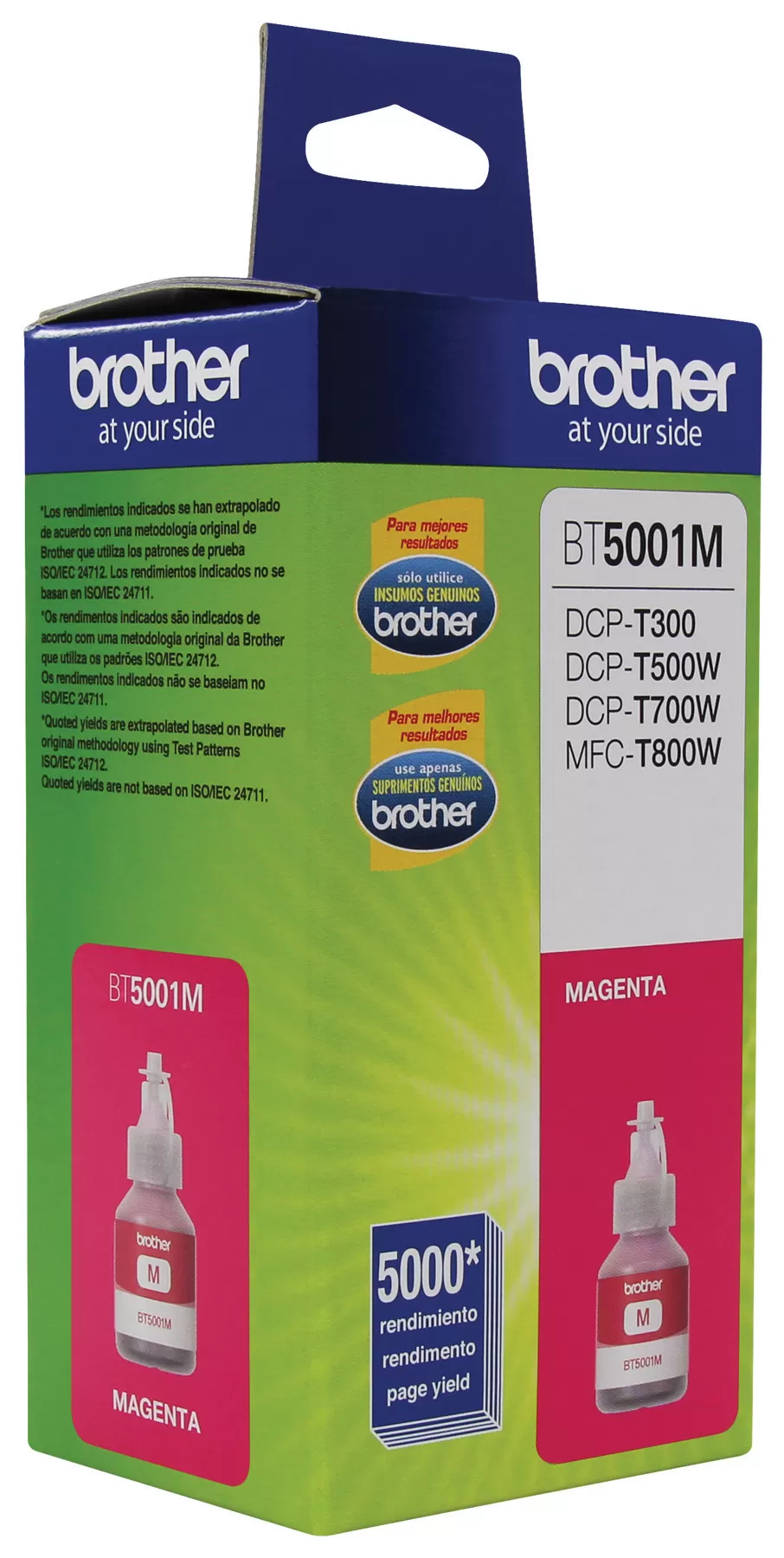 Botella de tinta Brother BT5001M magenta, rendimiento aproximado 5,000 páginas, compatible con DCPT220, DCPT520DW, DCPT720DW, MFCT920DW