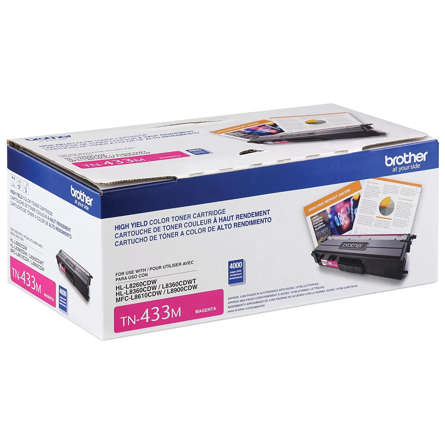 Tóner Brother TN433M magenta, rendimiento apróximado 4,000 páginas, compatible con MFCL8900CDW - Imagen 6