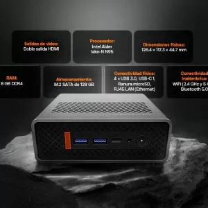 Mini PC QIAN Atlas 3 Intel Jasper N5105 8GB RAM 128 GB