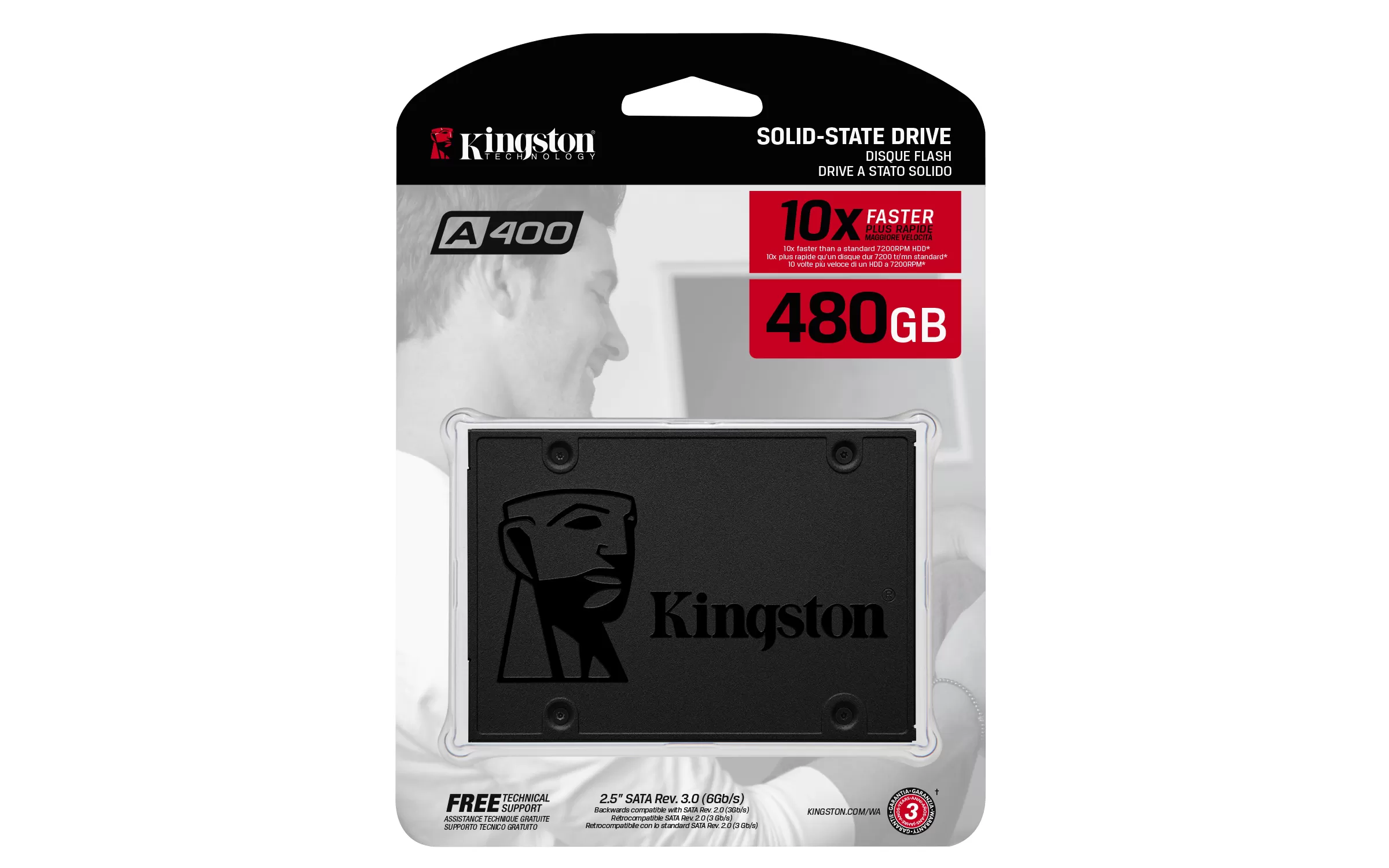 UNIDAD DE ESTADO SOLIDO KINGSTON A400 480GB SATA3 2.5 R. 500MB/S W.450MB/S - Imagen 2