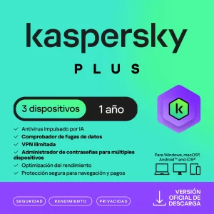 Kaspersky Plus 3 Dispositivos 1 Año (Internet Security)