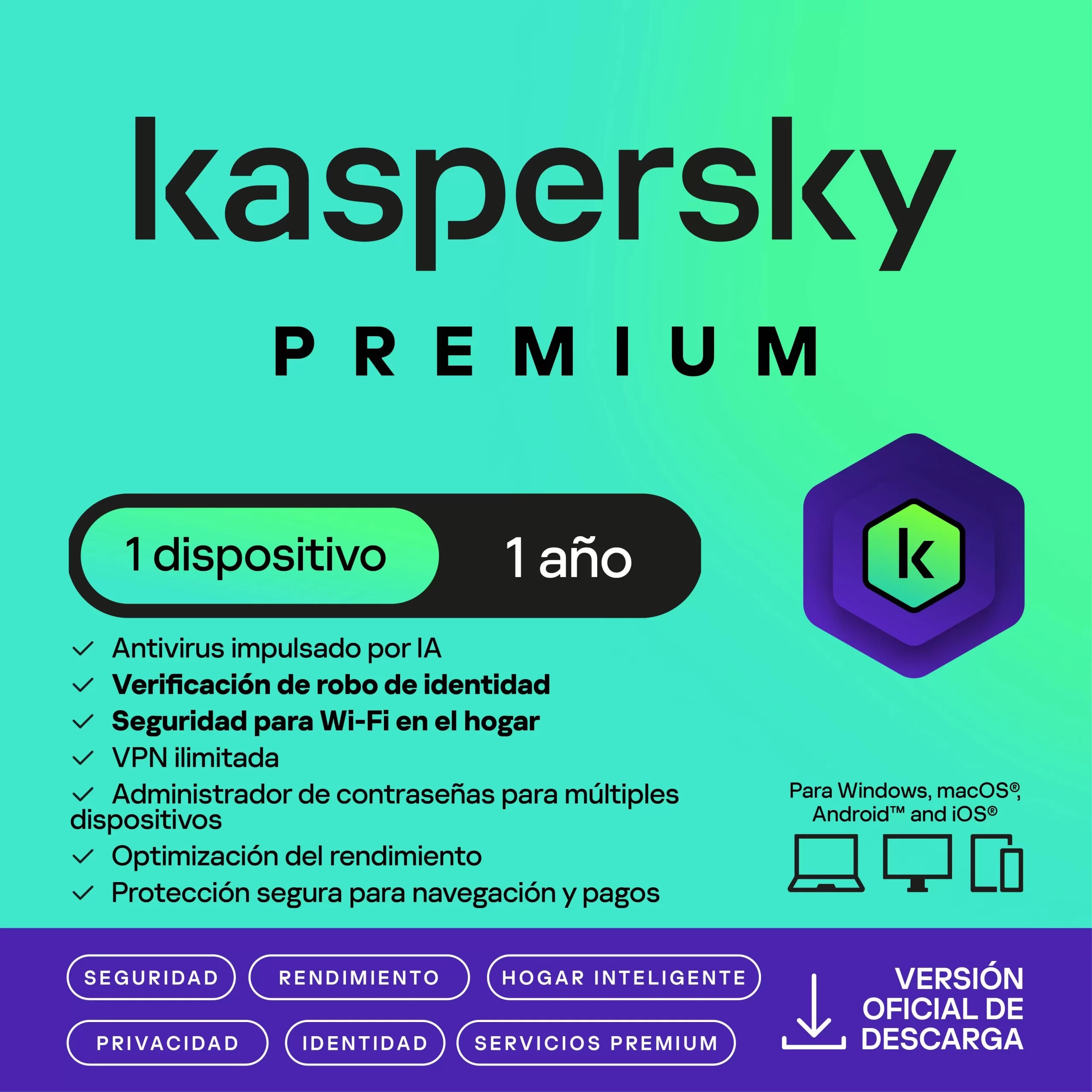 Kaspersky Premium 1 Dispositivo 1 Año Descarga Electrónica