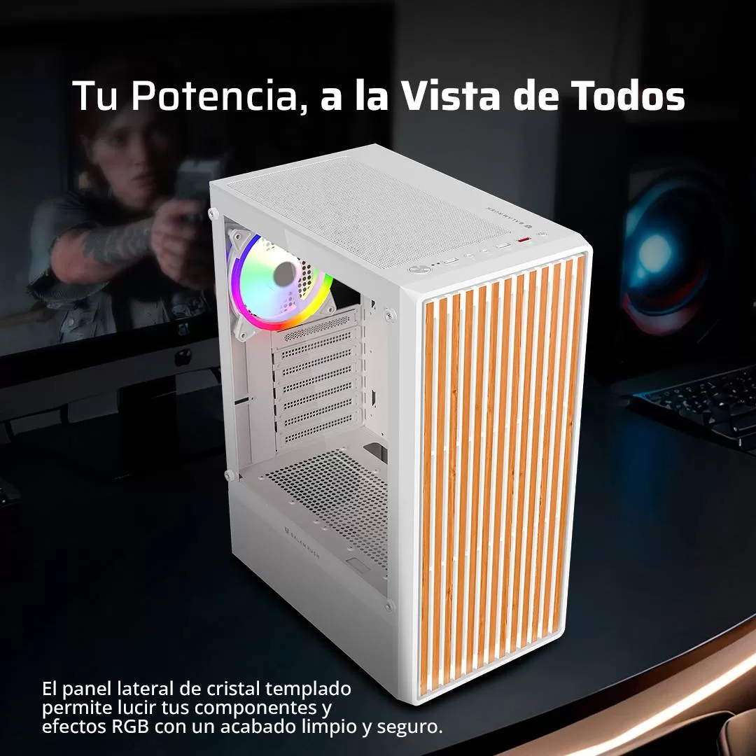 Gabinete Gamer Media Torre ATX Dragonfly Wood GM580CW Factor: ATX, Micro Atx - Mini ITX - Imagen 2