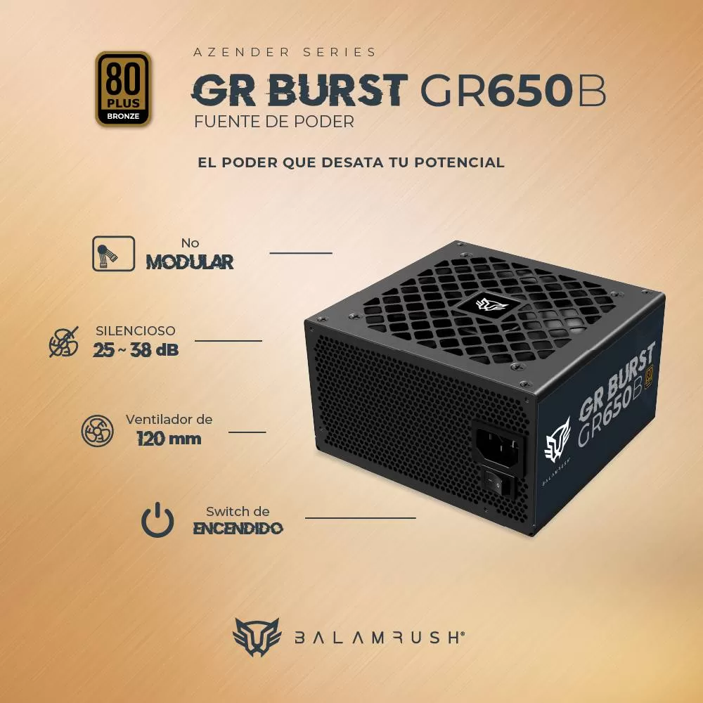 Fuente de Poder 650W 80 Plus Bronce BALAM RUSH GR BURST GR650B LEGEND SERIES. - Imagen 3