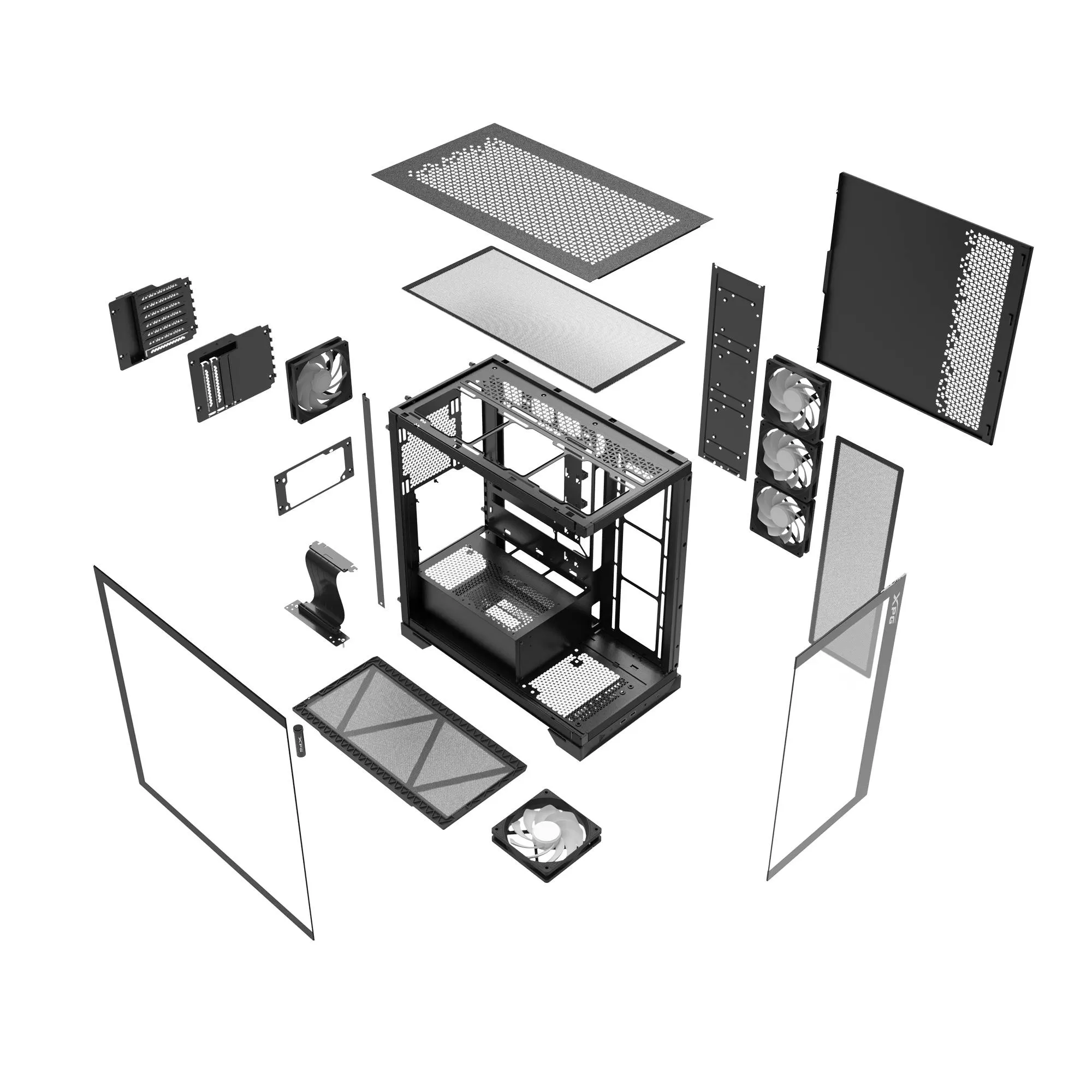 Gabinete GAMER XPG INVADER X Media torre (ATX, Micro-ATX y Mini-ITX) Panel frontal y lateral vidrio templado. Ventiladores incluidos. INVADERXMT-BKCWW - Imagen 4