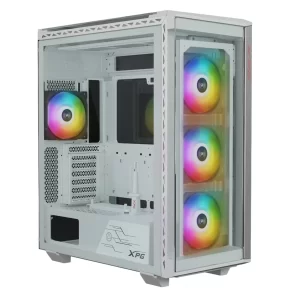 Gabinete GAMER XPG BATTLECRUISER II. Media torre. Vidrio templado de 4 mm. Cuatro ventiladores incluidos. Color BLANCO. BATTLECRUISERIIST-WHCWW