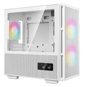 Gabinete Gaming DEEPCOOL CH360 DIGITAL WH (R-CH360-WHAPE3D-G-1), Mini-ITX/Micro-ATX, Cristal Templado, Pantalla Digital, 3 Ventiladores