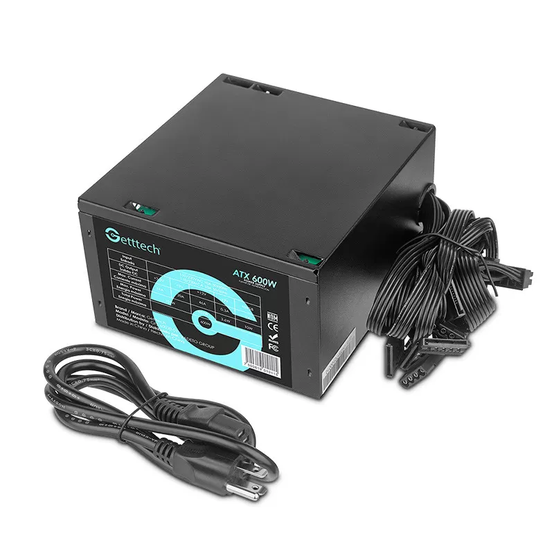 GETTTECH FUENTE DE PODER ATX 600W, VENTILADOR DE 120MM, MTBF 100,000 HORAS, EFICIENCIA ENERGETICA, NEGRO, MOD. GFS-60020 - Imagen 2