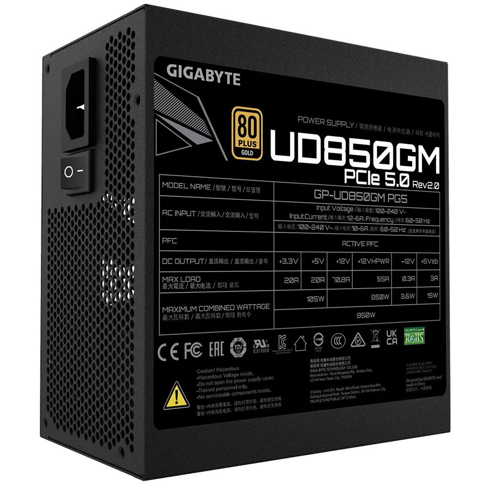 FUENTE DE PODER GIGABYTE GP-UD850GM PG5 V2, 850W, 80 PLUS GOLD - Imagen 4