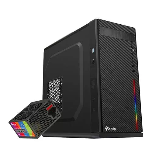 Gabinete Oficina Secai Micro Tower Stylos RGB con fuente de poder 550W STGASC1B - Imagen 3