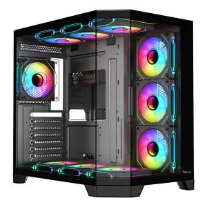 Gabinete Gamer Xzeal X-Tron Mid Tower ATX XZGAXT1B Panel Der. Vidrio + Metal 2xUSB1.0+1xUSD3. +3.5 mm+4 ARGB