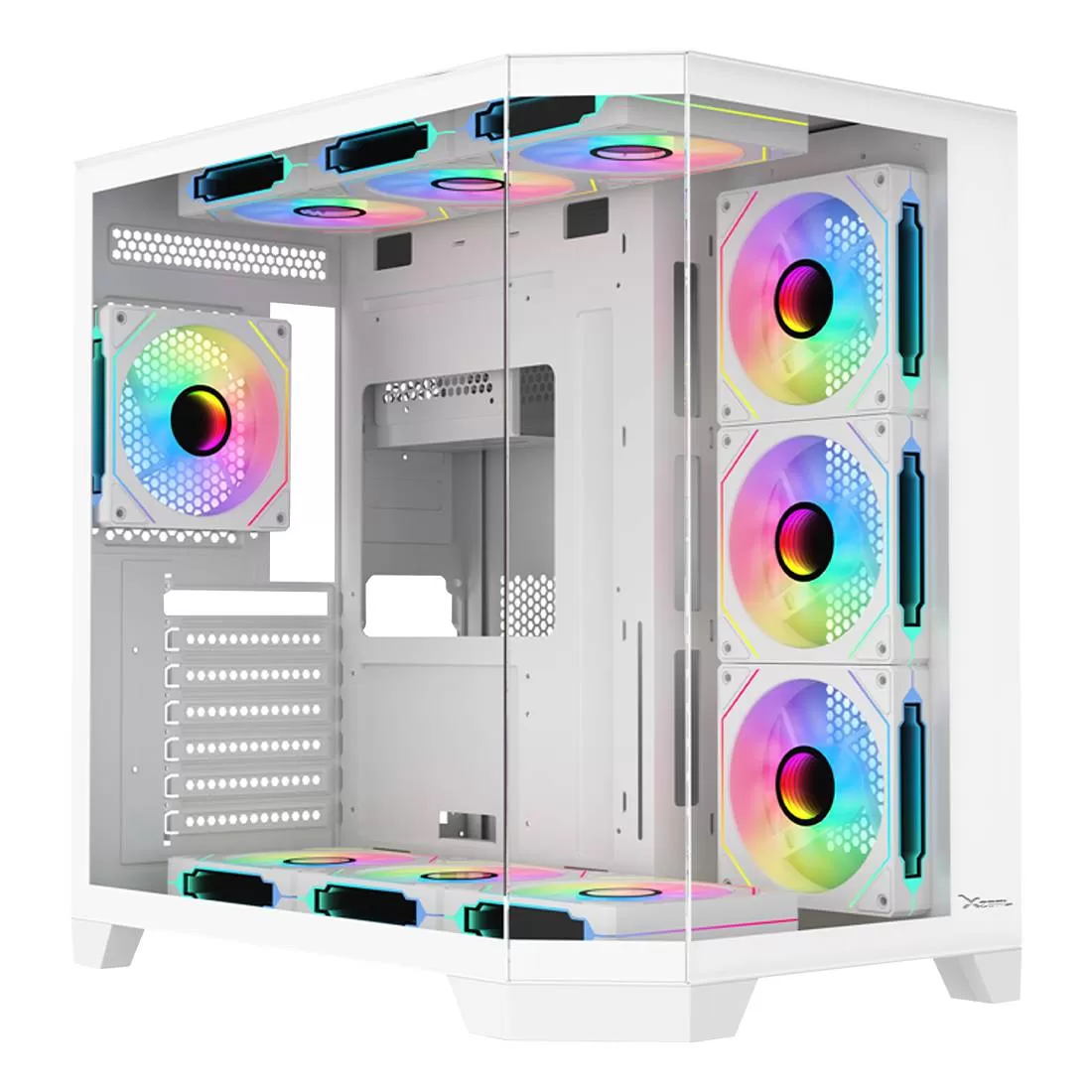 Gabinete Gamer X-Tron Mid Tower Xzeal ATX XZGAXT1W Panel Der. Vidrio + Metal 2xUSB1.0 +1xUSD3.0 +3.5 mm+ 4 ARGB Fans