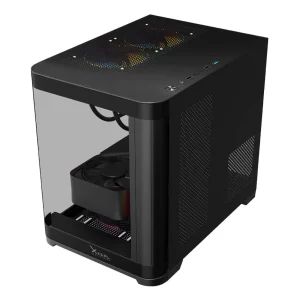 Gabinete Curvo Xzeal M-ATX/ITX 2x USB 2.0 + 1x USB 3.0 + 3.5 mm + 3 Ventiladores RGB Negro