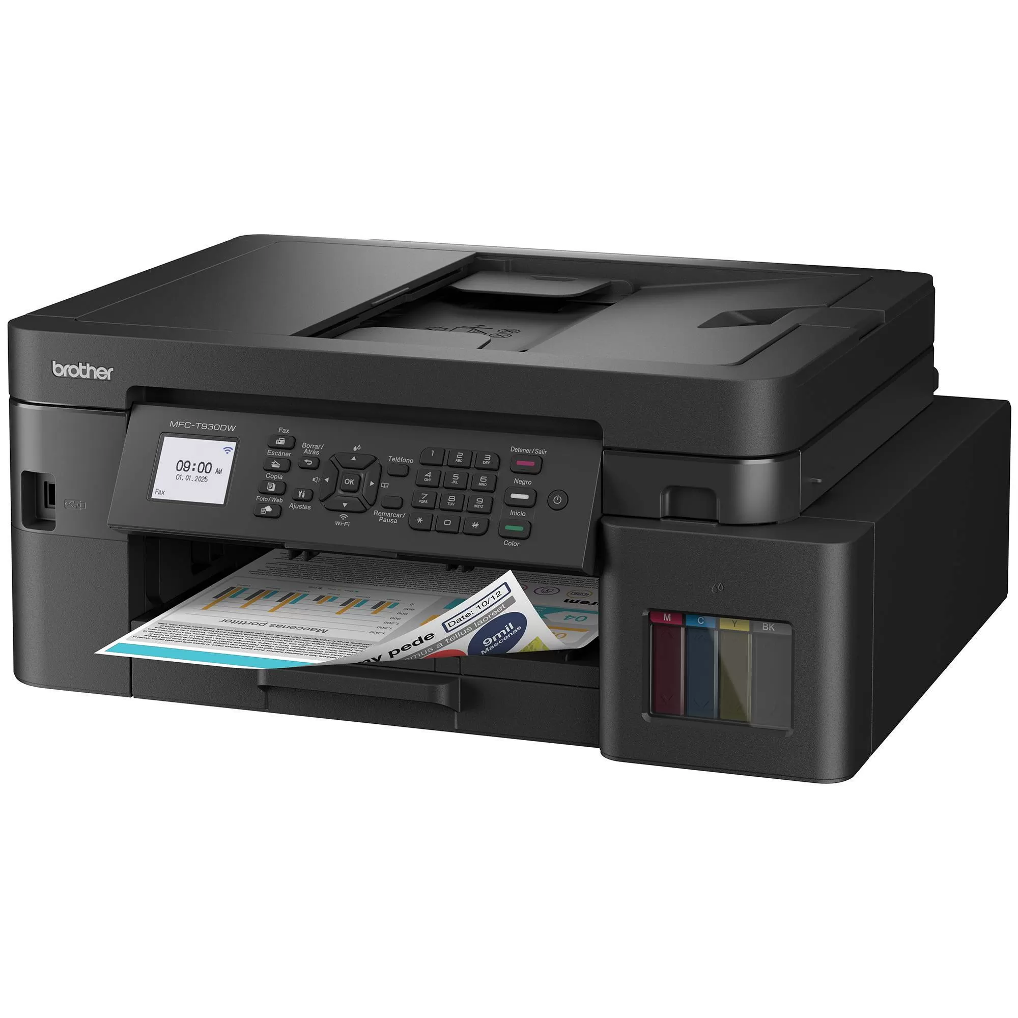 Multifuncional Tinta Continua Brother MFCT930DW, impresión dúplex, 30 ppm negro/26 ppm color, Wifi 2.4/5Ghz, Ethernet, cama plana color tamaño carta - Imagen 2