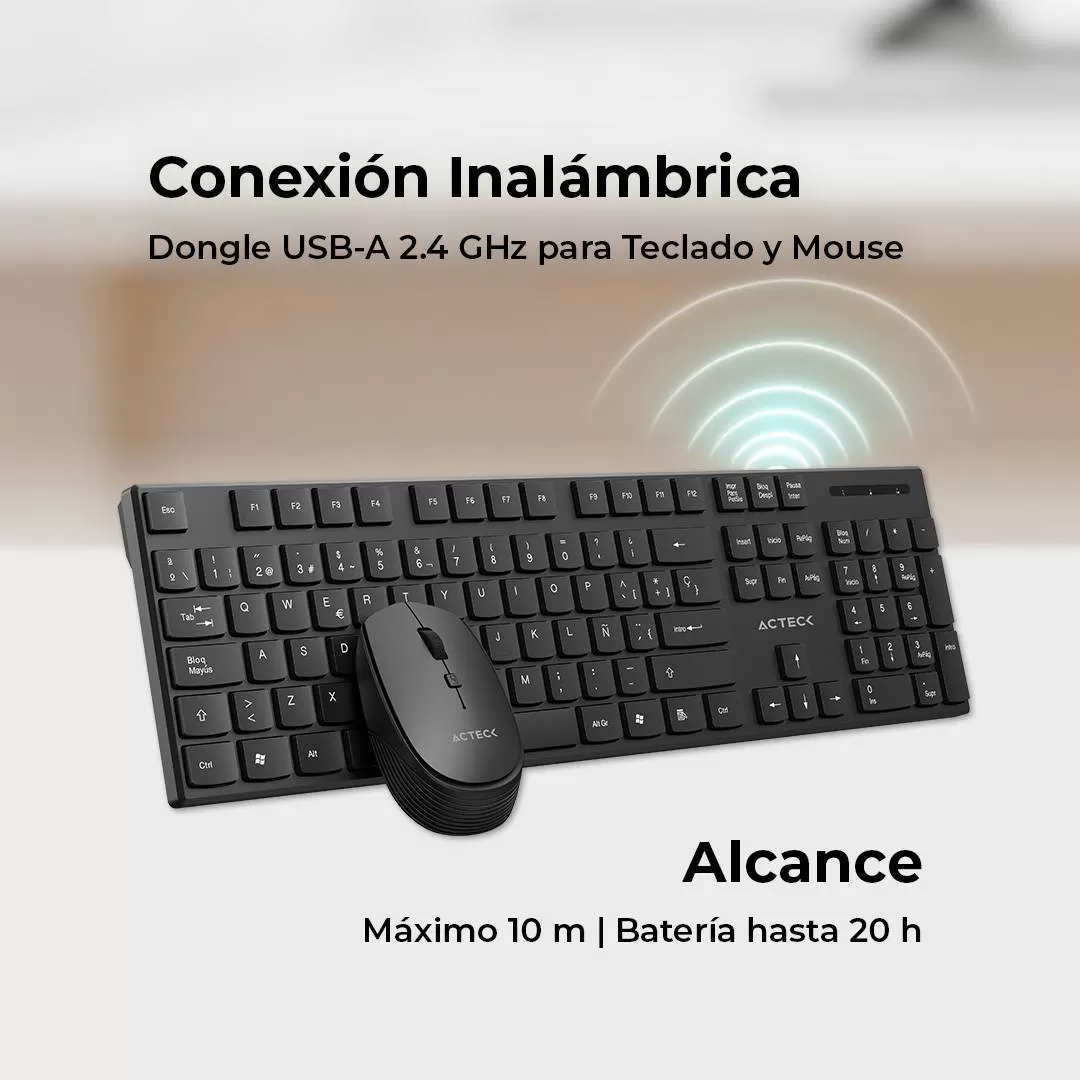 Kit Teclado y Mouse Acteck CREATOR VANTAGE PRIME MK555 Teclado y Mouse Inalámbrico - Imagen 2