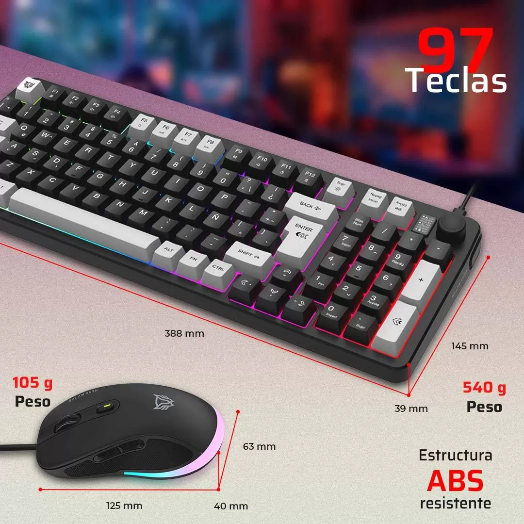 Kit Teclado y Mouse Squad Conquest MG515 Balam Rush Azender Series, Iluminacion RGB, Color Negro. AC-940443 - Imagen 2