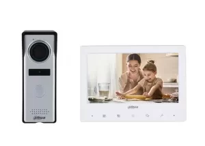 DAHUA KTA02 - Kit de Videoportero analógico con monitor de 7" y frente de calle, IP66. Controla hasta 2 frentes de calle y 3 monitores