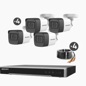 Kit TURBOHD 5 Megapixel / DVR 4 Canales / 4 Cámaras de 5 Megapixel con Micrófono Integrado / 4 Cables 18 Metros / Fuente de Poder Profesional