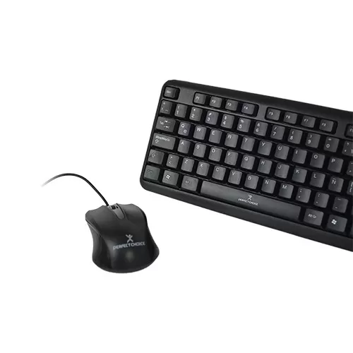 Kit Alámbrico USB Teclado y Mouse Antiderrames Color Negro | PERFECT CHOICE - Imagen 3