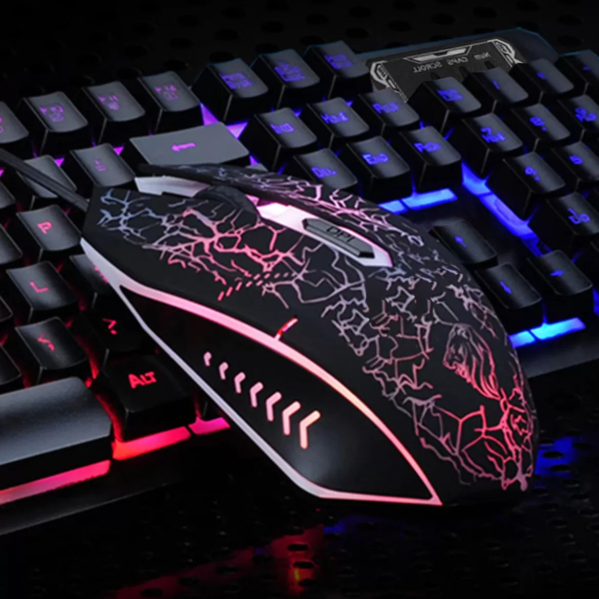 Teclado y Mouse USB RGB Negro BROBOTIX 458977 , Negro, DPI ajustables: 800 / 1600 / 2000 / 2400 - Imagen 4