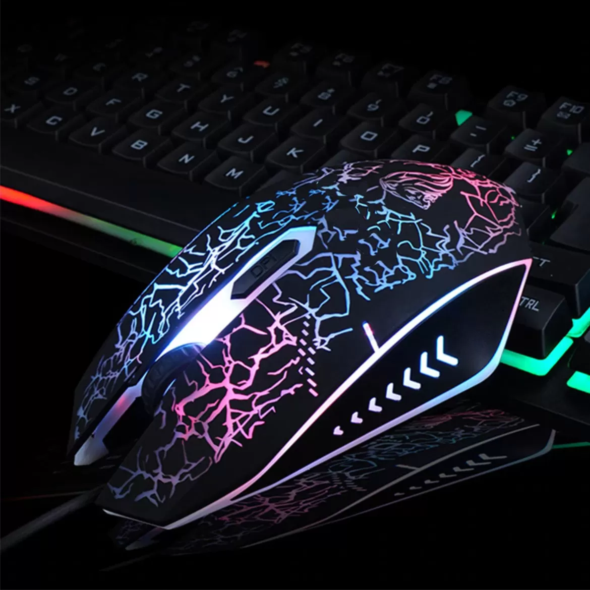 Teclado y Mouse USB RGB Negro BROBOTIX 458977 , Negro, DPI ajustables: 800 / 1600 / 2000 / 2400 - Imagen 5