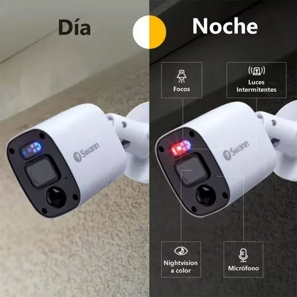 KIT DVR 6 CAMARAS DVR-4680 SWANN Sistema de seguridad 8 Canales, 6 Camaras con audio, Luces intermitentes rojo y azul, Sensor de Luz - Imagen 3