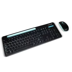 Kit Tasking TechZone combo inalámbrico con conexión USB, mouse 1600 DPI´s, teclado con 105 teclas y soporte para smartphone o tablet, 1 año de garantía.