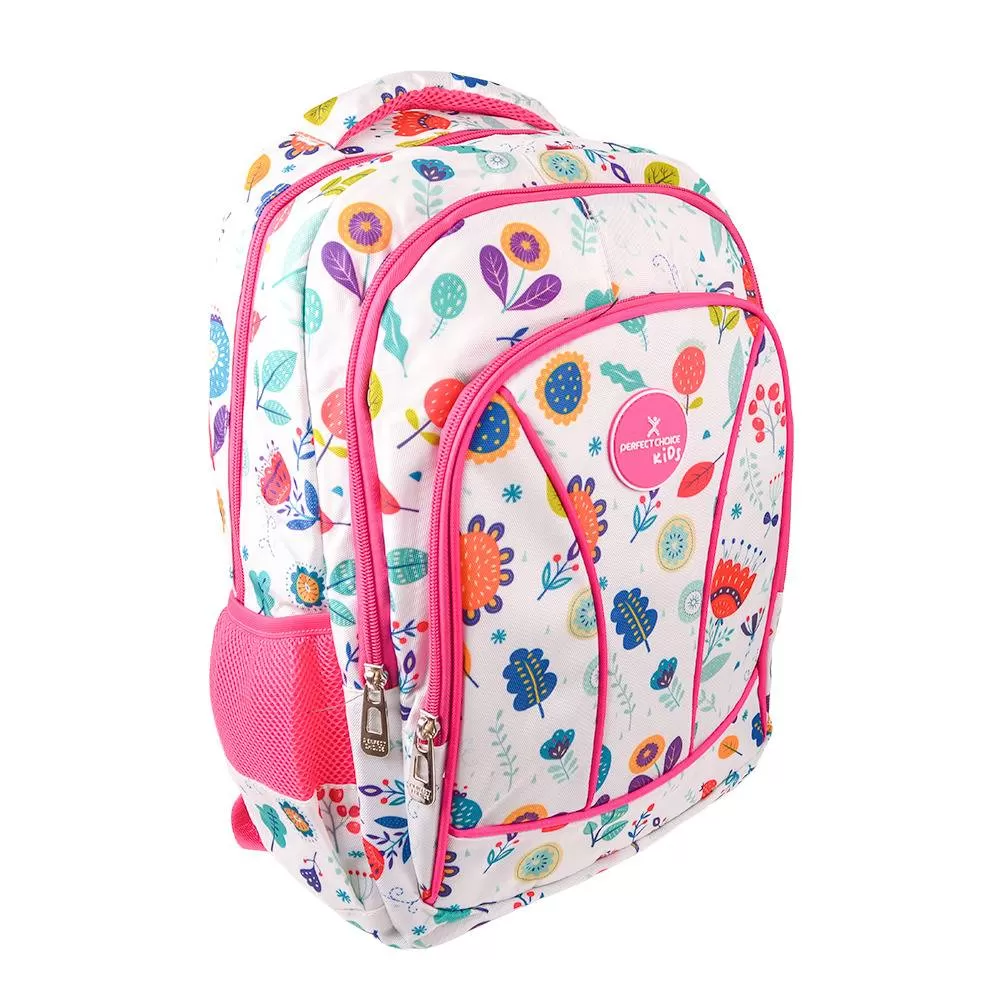 PC-085317 Mochila Escolar Infantil Múltiples Compartimentos Modeo Brooklyn Flores | PERFECT CHOICE