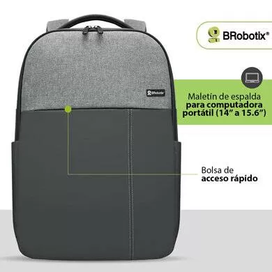 Mochila 15.6 Pulgadas, Praga, Con Asa acolchada, Impermeable, Backpack, Gris, BROBOTIX 6007518
