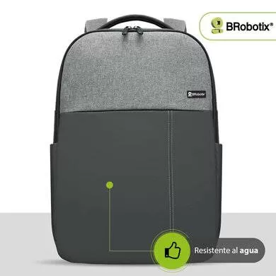 Mochila 15.6 Pulgadas, Praga, Con Asa acolchada, Impermeable, Backpack, Gris, BROBOTIX 6007518 - Imagen 2