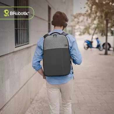 Mochila 15.6 Pulgadas, Praga, Con Asa acolchada, Impermeable, Backpack, Gris, BROBOTIX 6007518 - Imagen 3