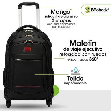 MOCHILA BACKPACK 15 A 18 PULGADAS, ANTIRROBO CARRY ON (CON RUEDAS) PARA LAPTOP, NEGRO, 406245 BROBOTIX