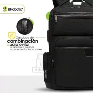 MOCHILA BACKPACK 15 A 17 PULGADAS, ANTIRROBO, PARA LAPTOP, MODELO MONACO, NEGRO, 406238 BROBOTIX