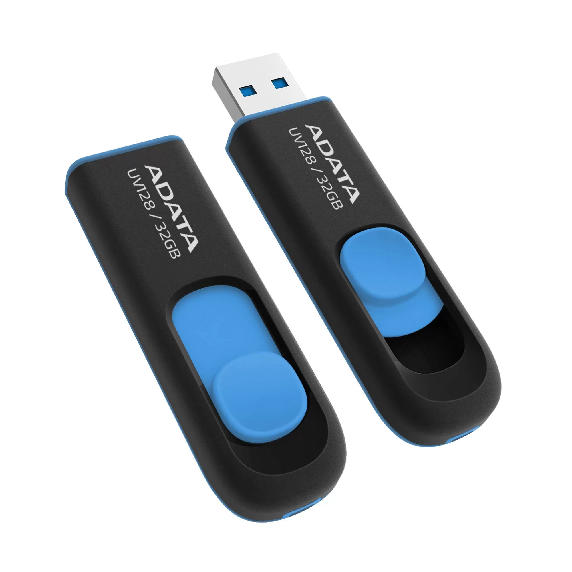 Memoria USB ADATA UV128, Negro, 32 GB, USB 3.2 (retrocompatible con 3.0 y 2.0), 100 MB/s