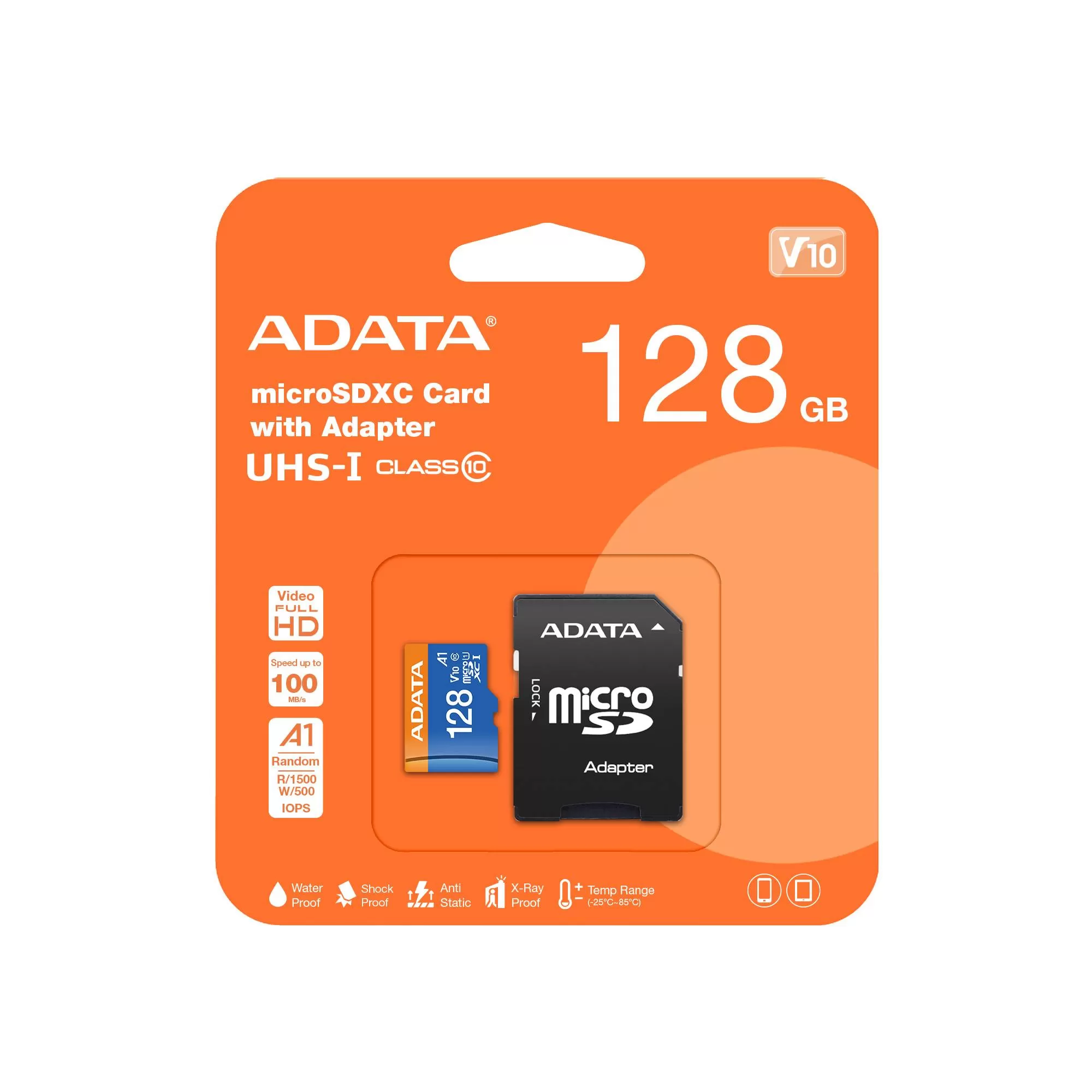 Memoria Micro SD ADATA AUSDX128GUICL10A1-RA1, 128 GB, 100 MB/s, Negro, Clase 10 - Imagen 2