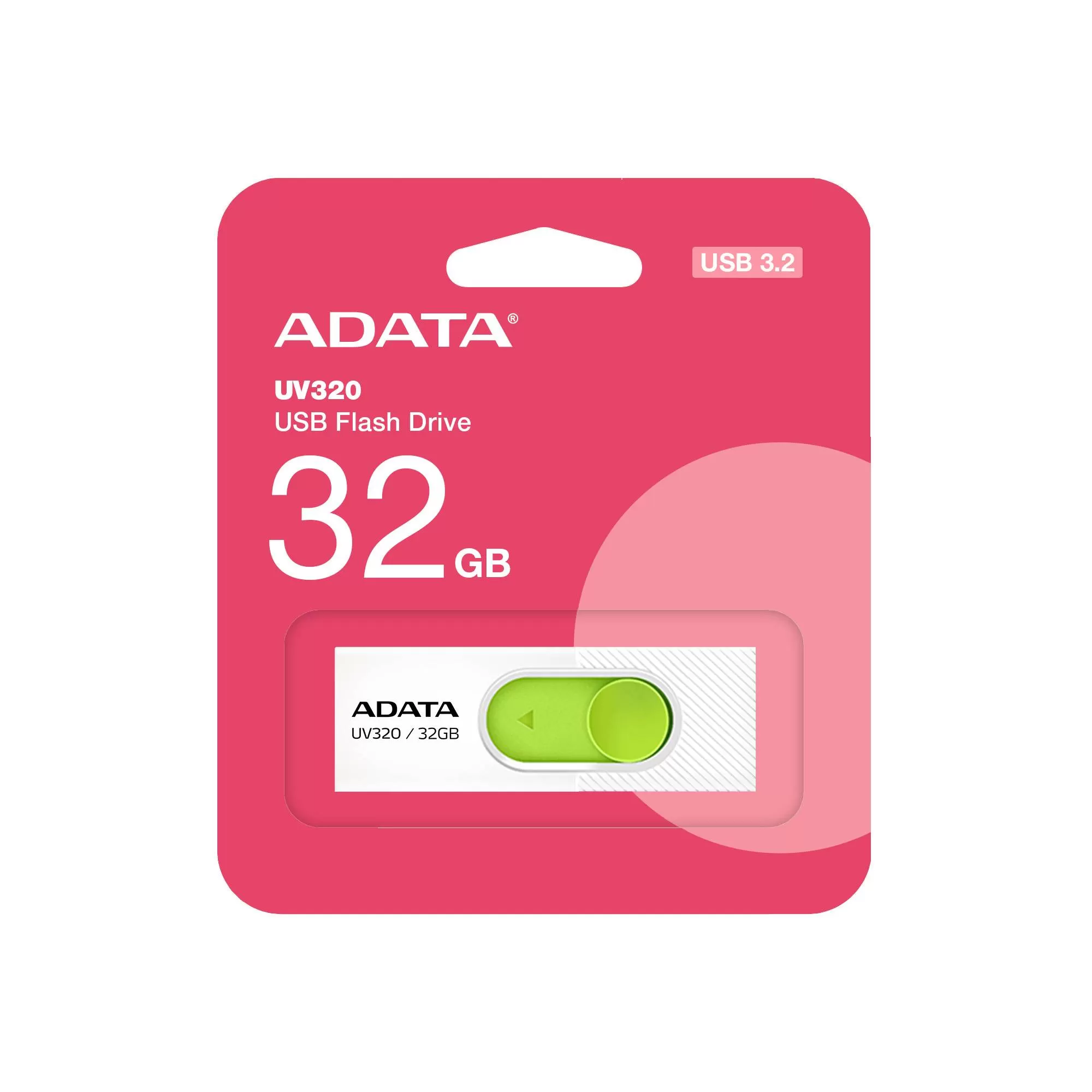 Memoria USB ADATA AUV320-32G-RWHGN, Blanco/Verde, 32 GB, USB 3.2 - Imagen 2