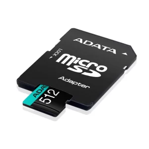 Micro Secure Digital A2 (V30) ADATA Premier Pro, 512 GB, 100 MB/s, 85 MB/s, Negro/Verde, Clase 10