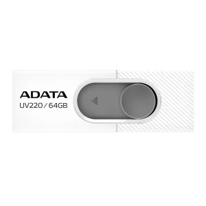 Memoria USB 2.0 de 64GB UV220, diseño deslizante sin tapa. Color BLANCO/GRIS. AUV220-64G-RWHGY