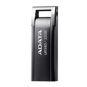 Memoria USB de 32GB UR340 3.2 Gen 1 (retrocompatible 3.0 y 2.0), diseño elegante sin tapa. Color Metálico negro. AROY-UR340-32GBK
